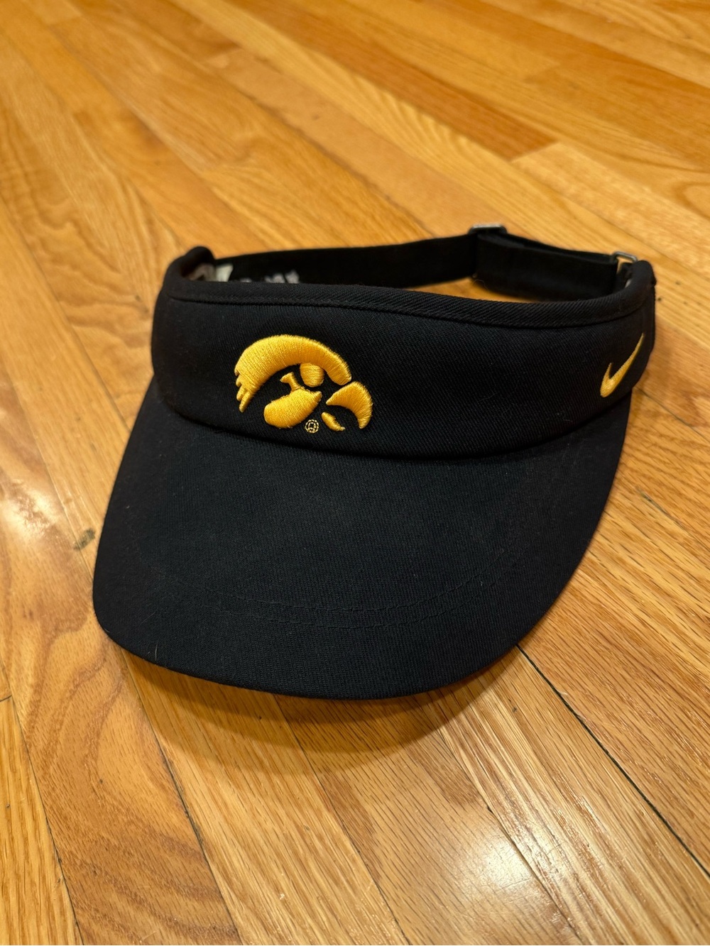 Nike Iowa Hawkeyes Black Visor with Gold Embroidered Hawkeye Logo